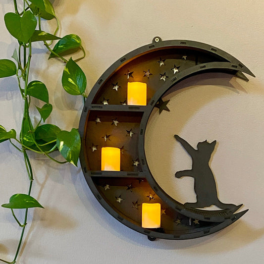 Moon Shelf, Wall Moon Decor, Crystal Shelf, Moon Crystal Shelving, Crescent Moon Shelf, Shelving, Wall Lighting, British Made, Crystal Shelf