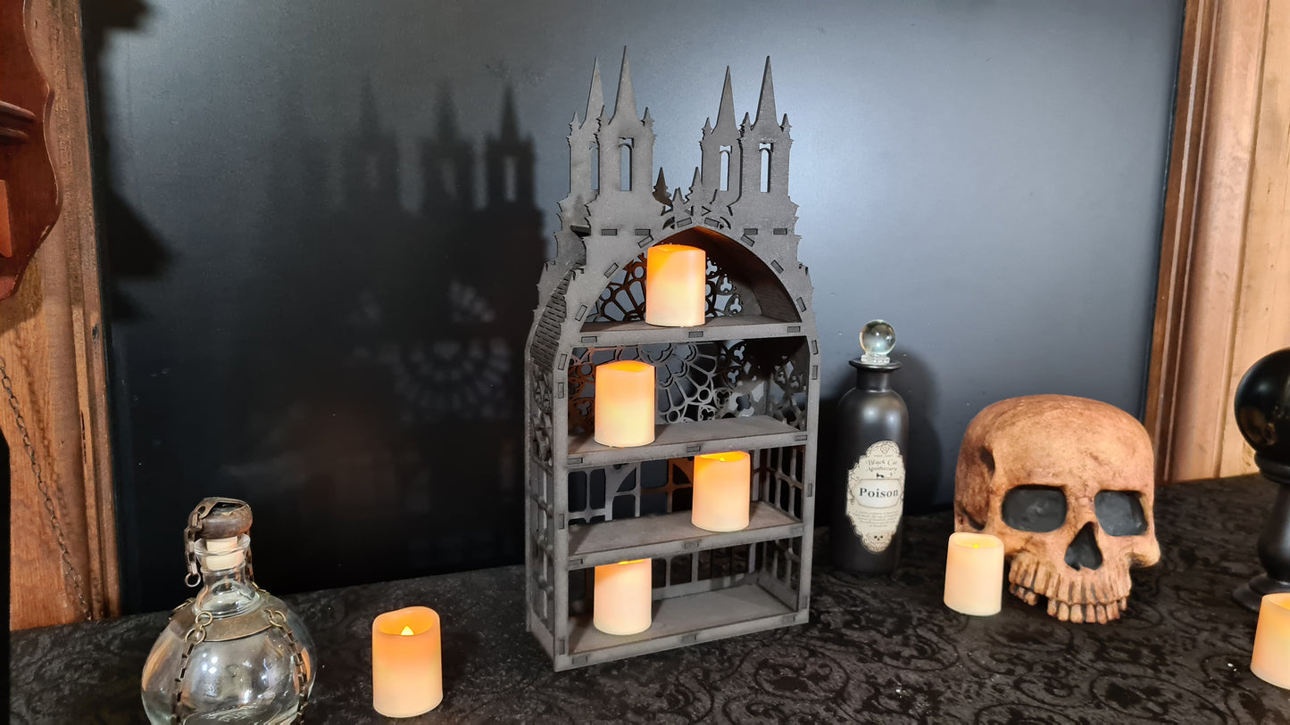 Crystal display Shelf, Castle shelf, Gothic Display Cabinet, Gothic Decor, Crystal display cabinet, display cabinet, Gothic shelving