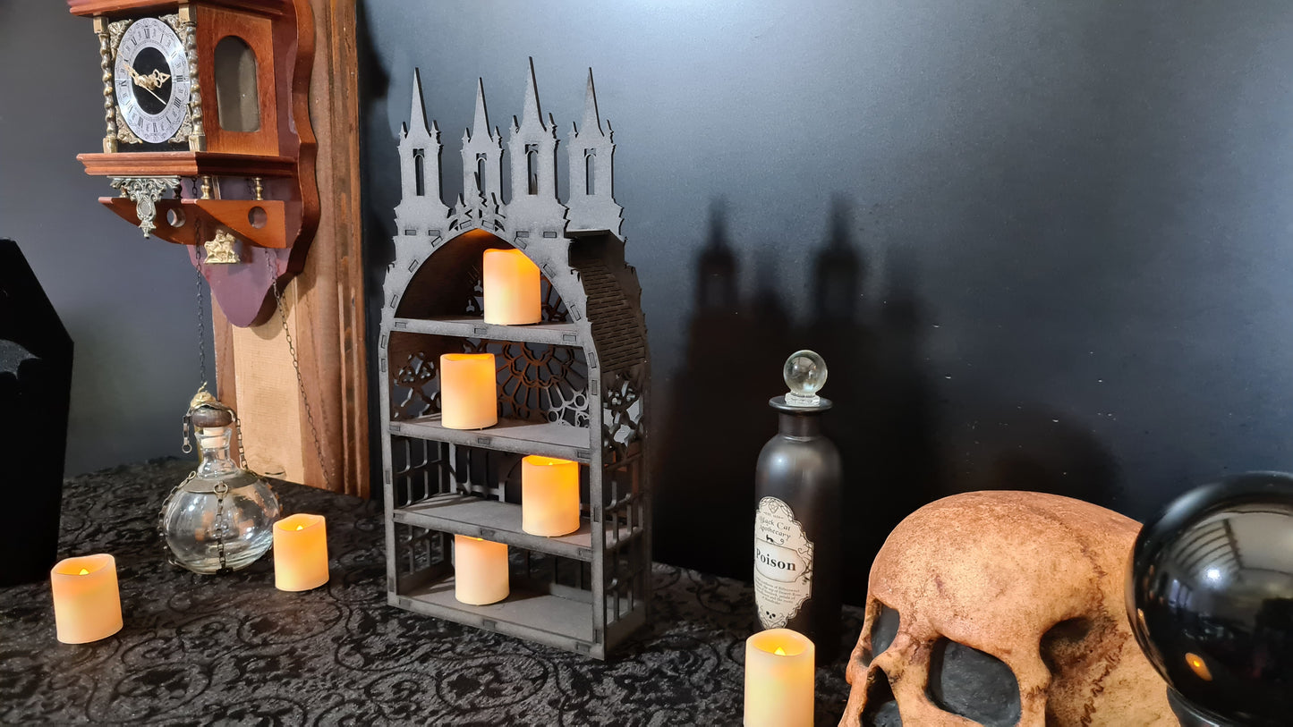 Crystal display Shelf, Castle shelf, Gothic Display Cabinet, Gothic Decor, Crystal display cabinet, display cabinet, Gothic shelving