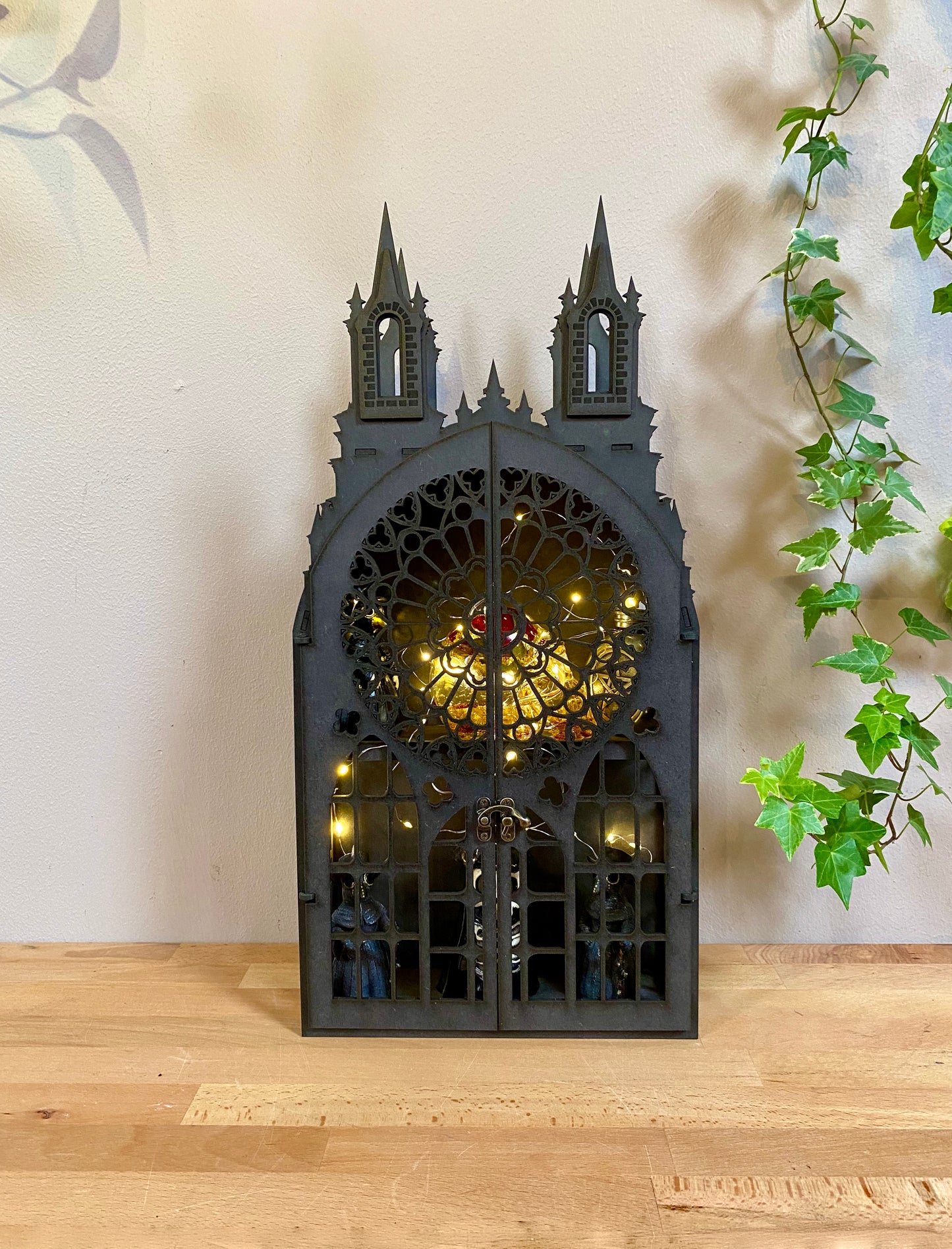 2 Shelf Gothic Black Tower Cabinet