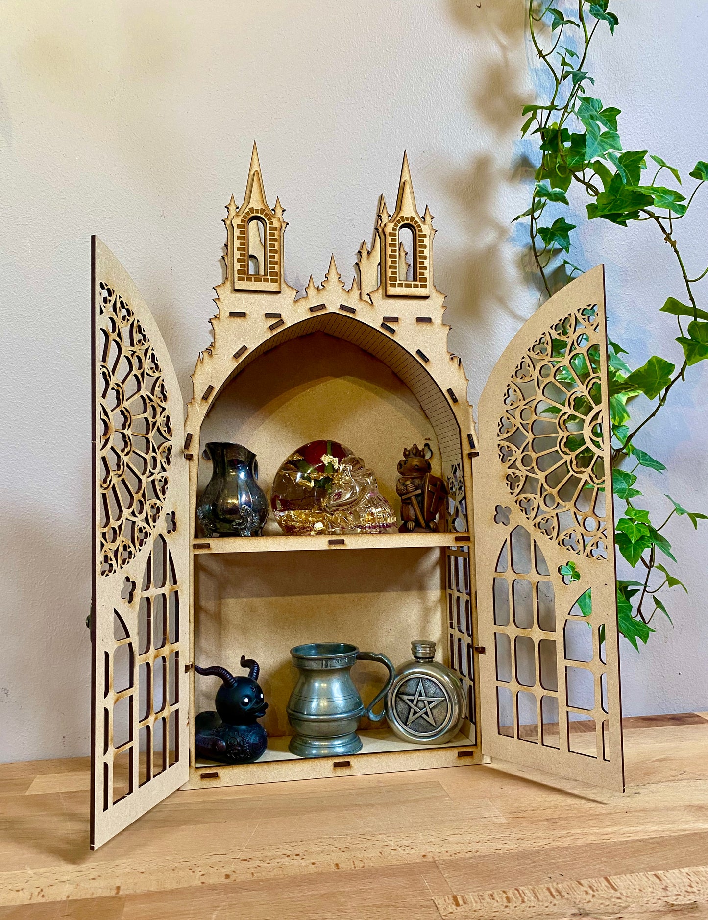 2 Shelf Gothic Display Shelf, Castle Shelf, Gothic Display Cabinet, Gothic Decor, Crystal Display Cabinet, Display Cabinet, Gothic Shelving