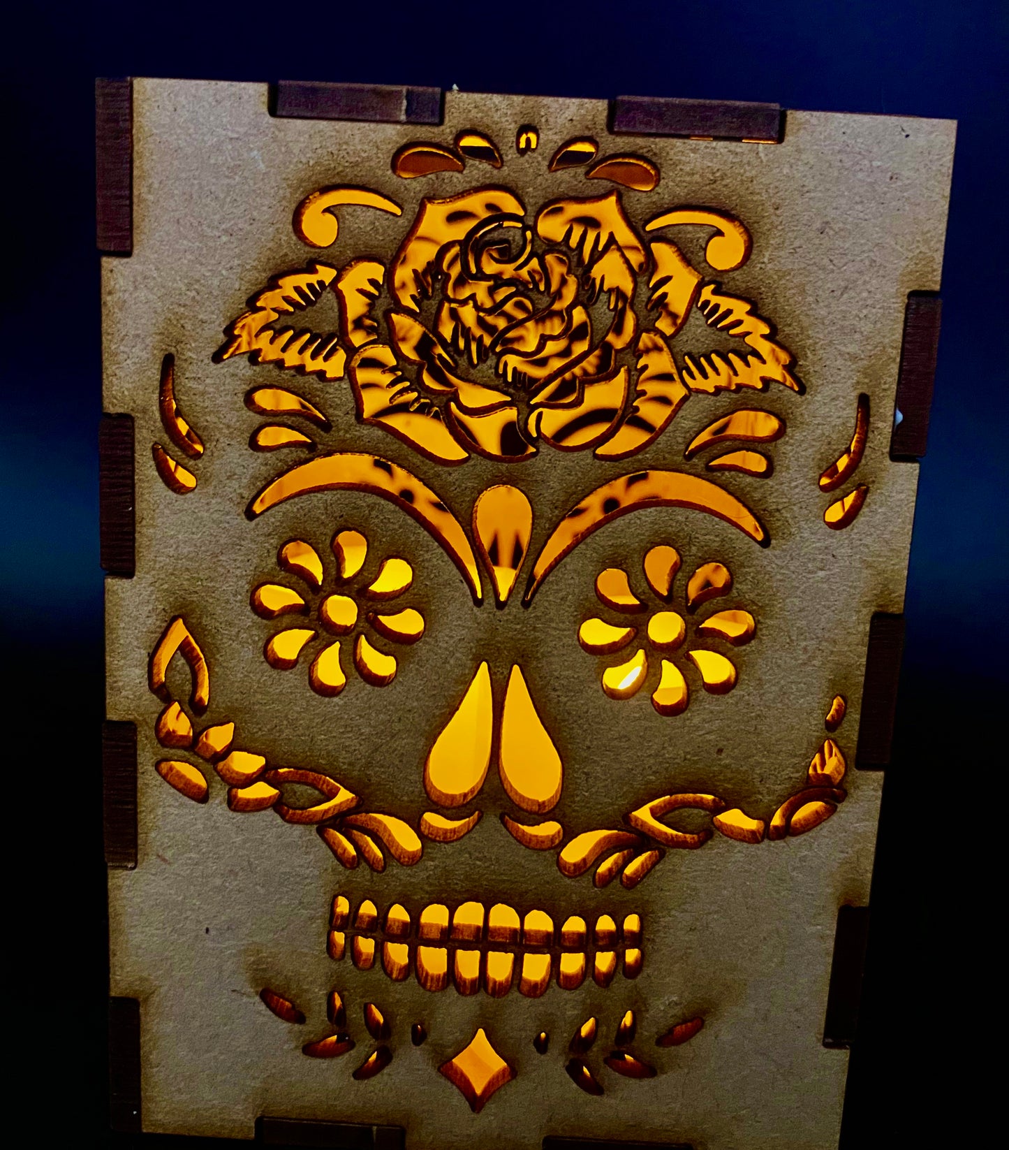 Rose Sugar Skull Small Lantern MDF Craft Kit.