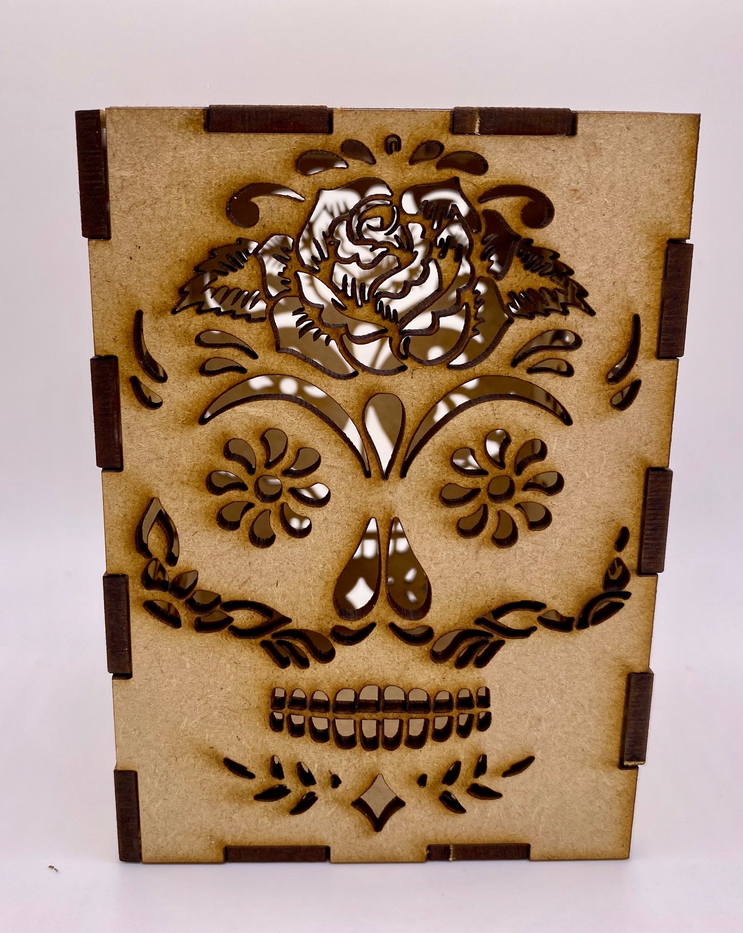 Rose Sugar Skull Small Lantern MDF Craft Kit.