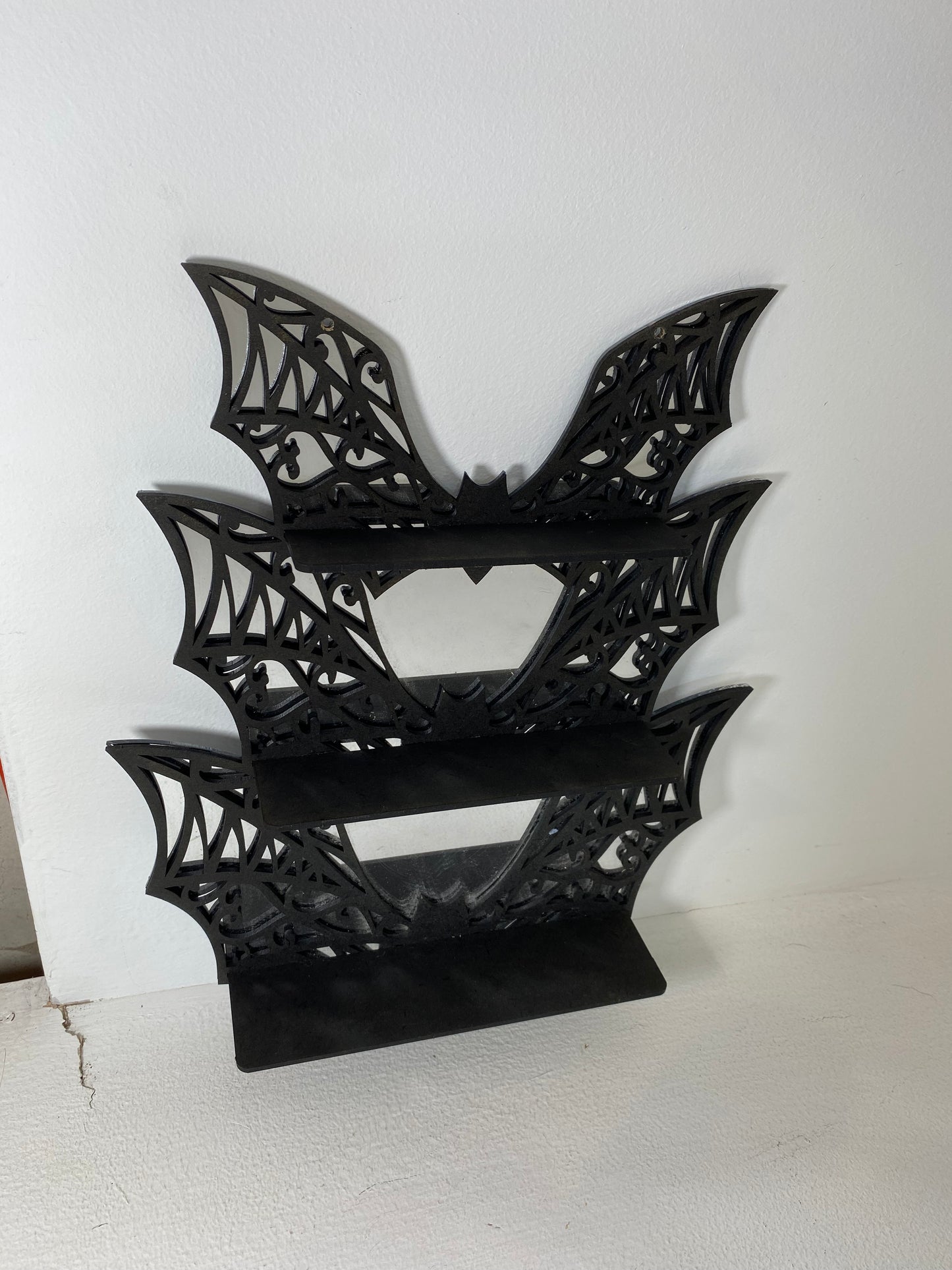 Bat Shelf Mirror, Gothic Display shelf, Gothic Décor, Gothic storage, Gothic shelving, Crystal show shelf, Crystal display shelf