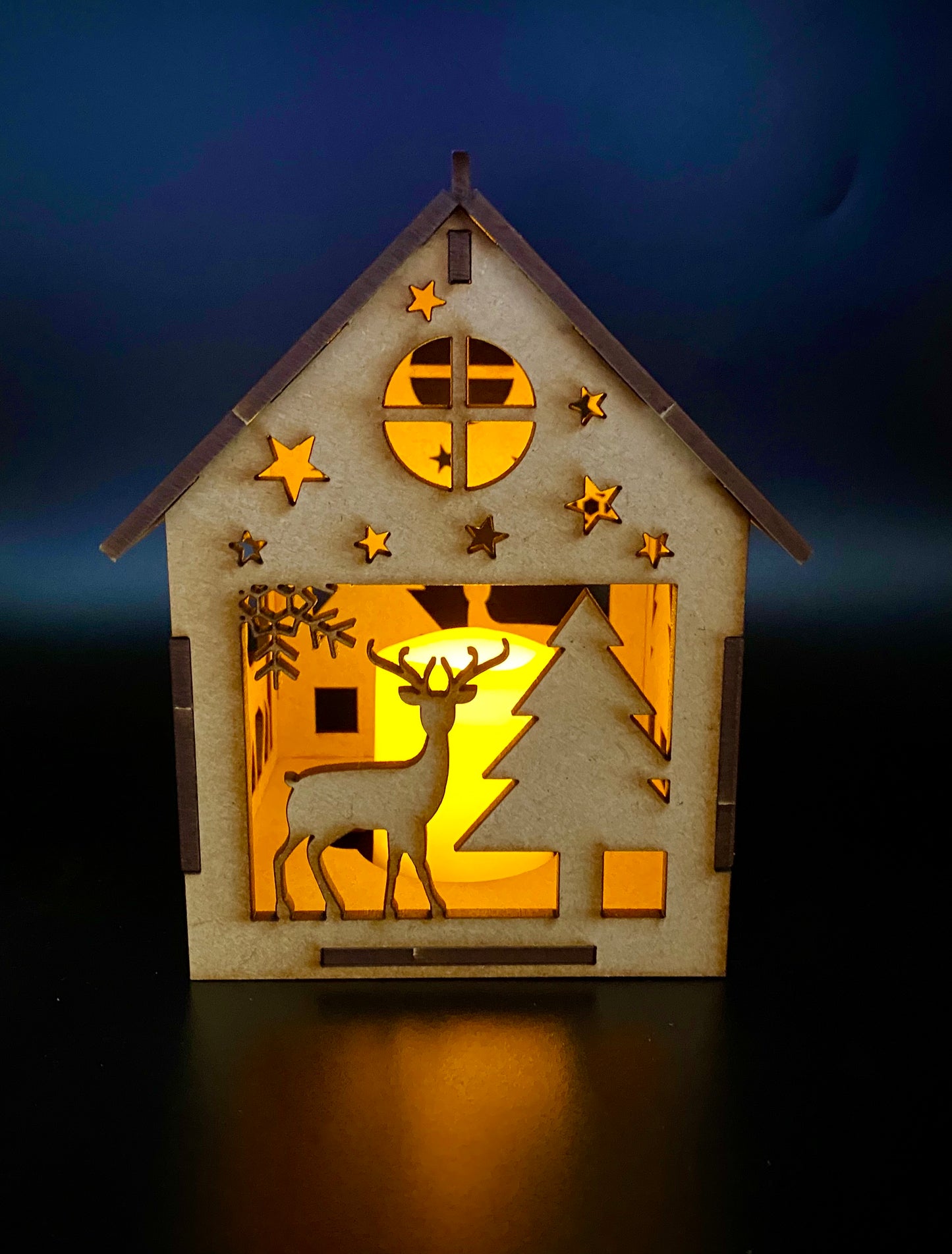 Christmas MDF Craft Kit Night Light or Hanging Decoration with Stag & Tree