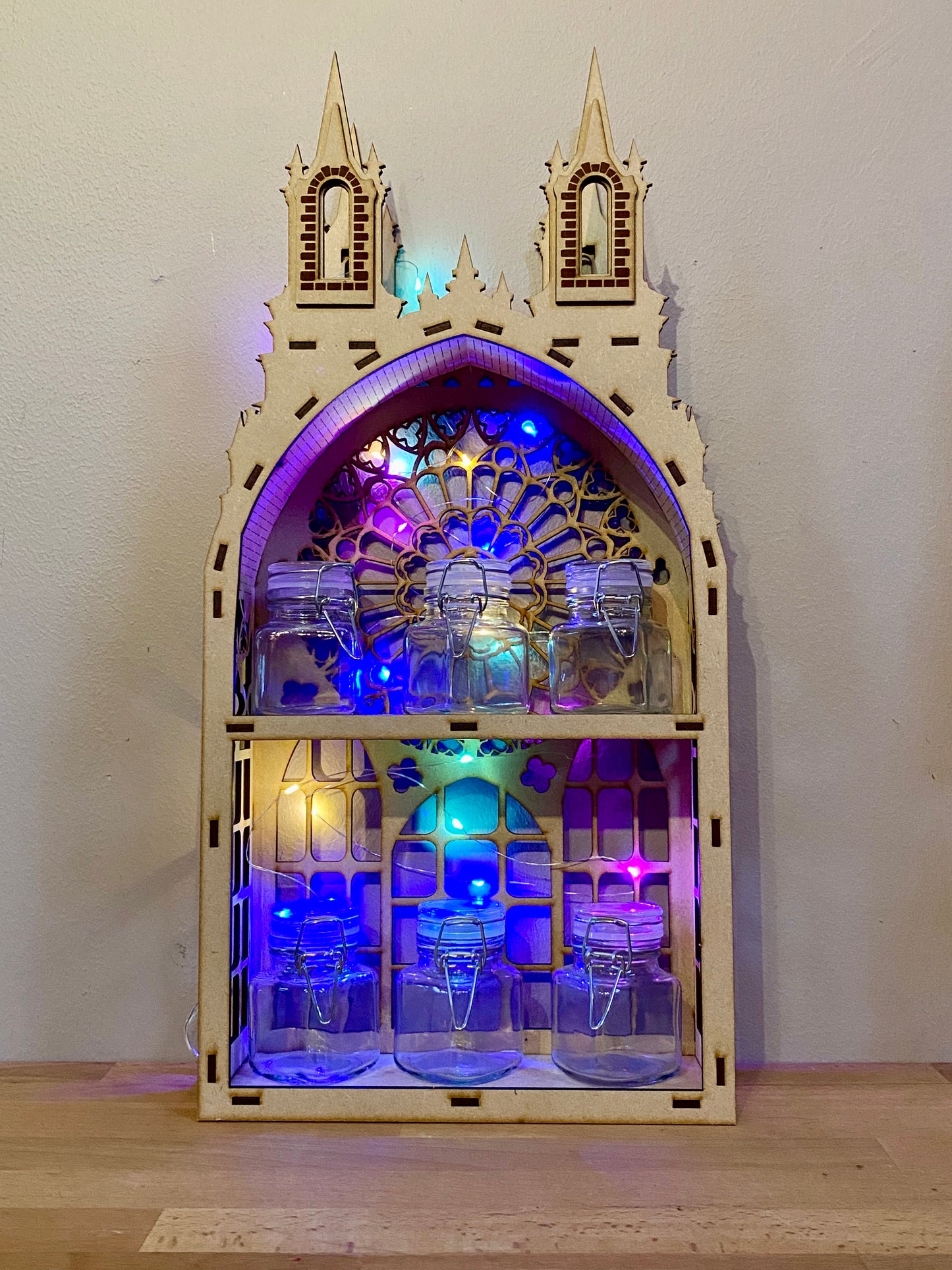 Gothic Two shelf Tower dispaly kitchen storage spice rack