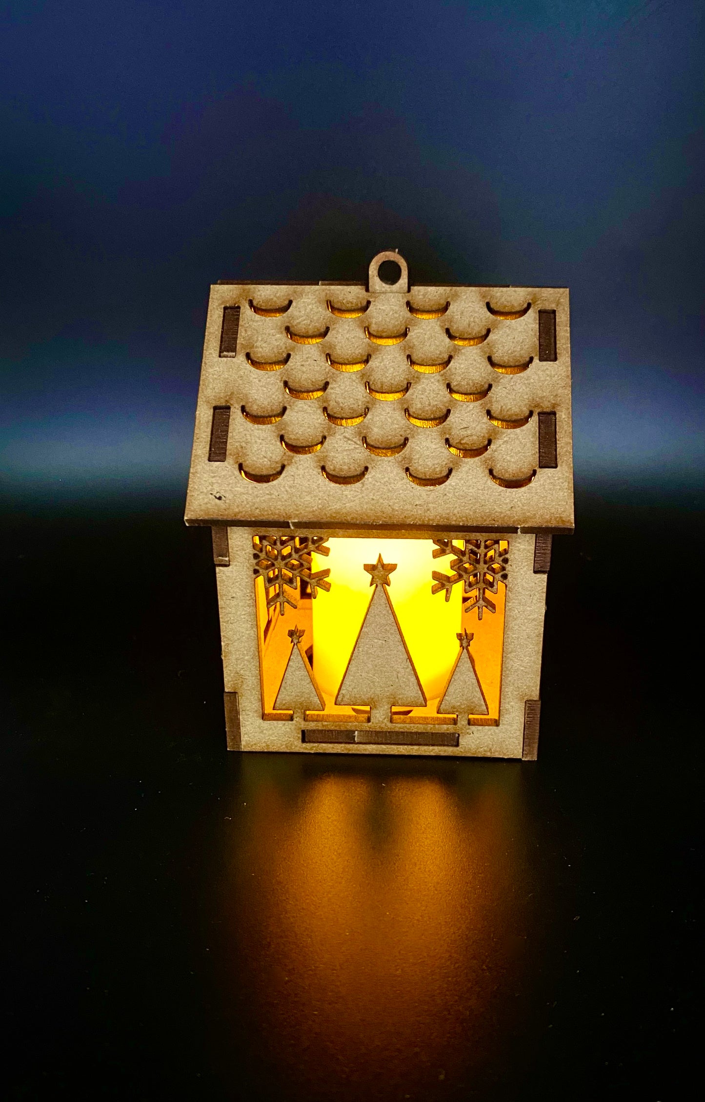 Christmas MDF Craft Kit Night Light or Hanging Decoration with Trees and Snowflakes