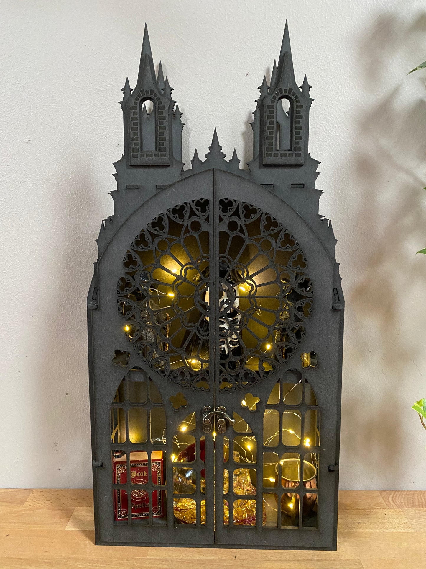 2 Shelf Gothic Black Tower Cabinet