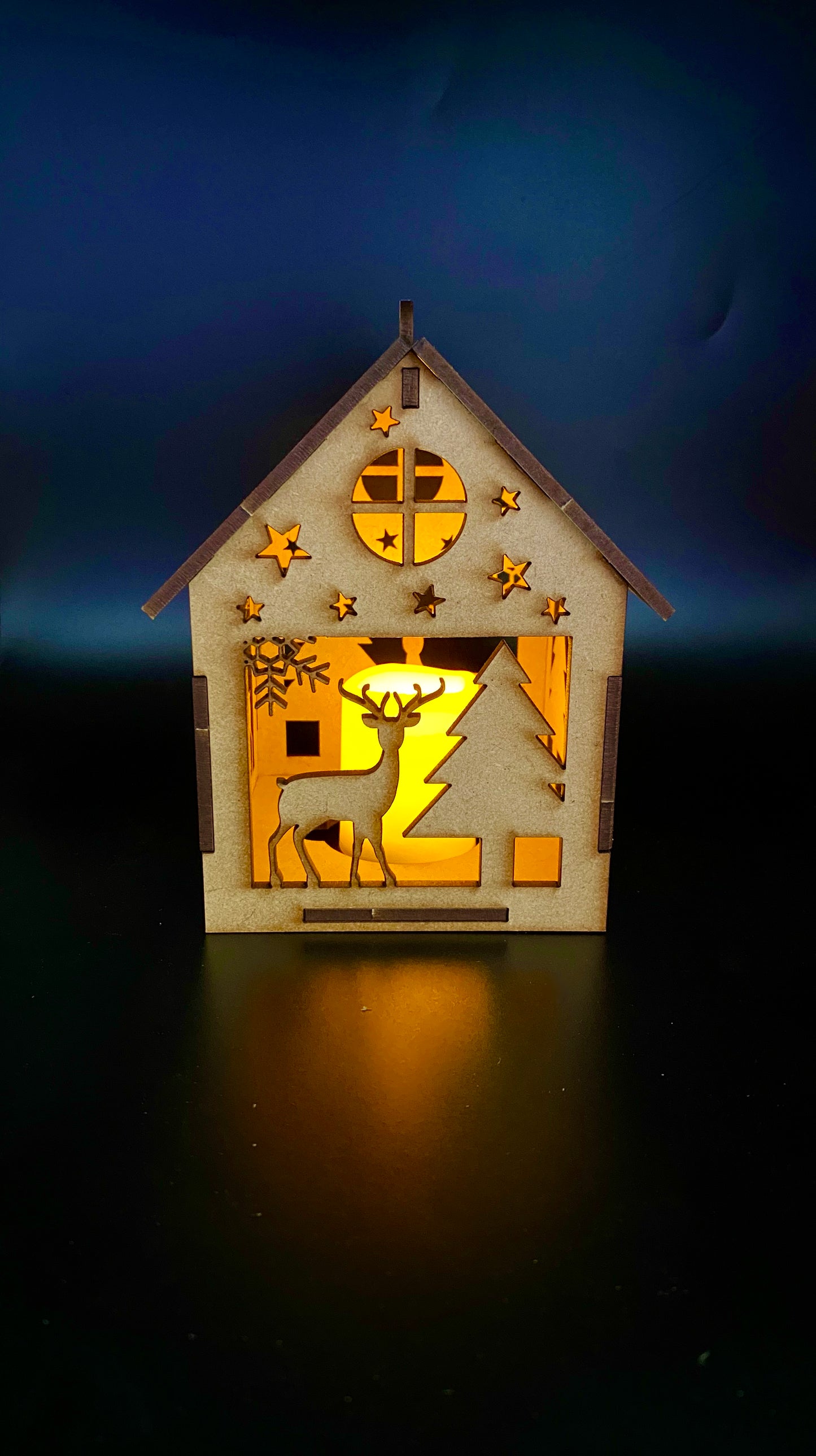 Christmas MDF Craft Kit Night Light or Hanging Decoration with Stag & Tree