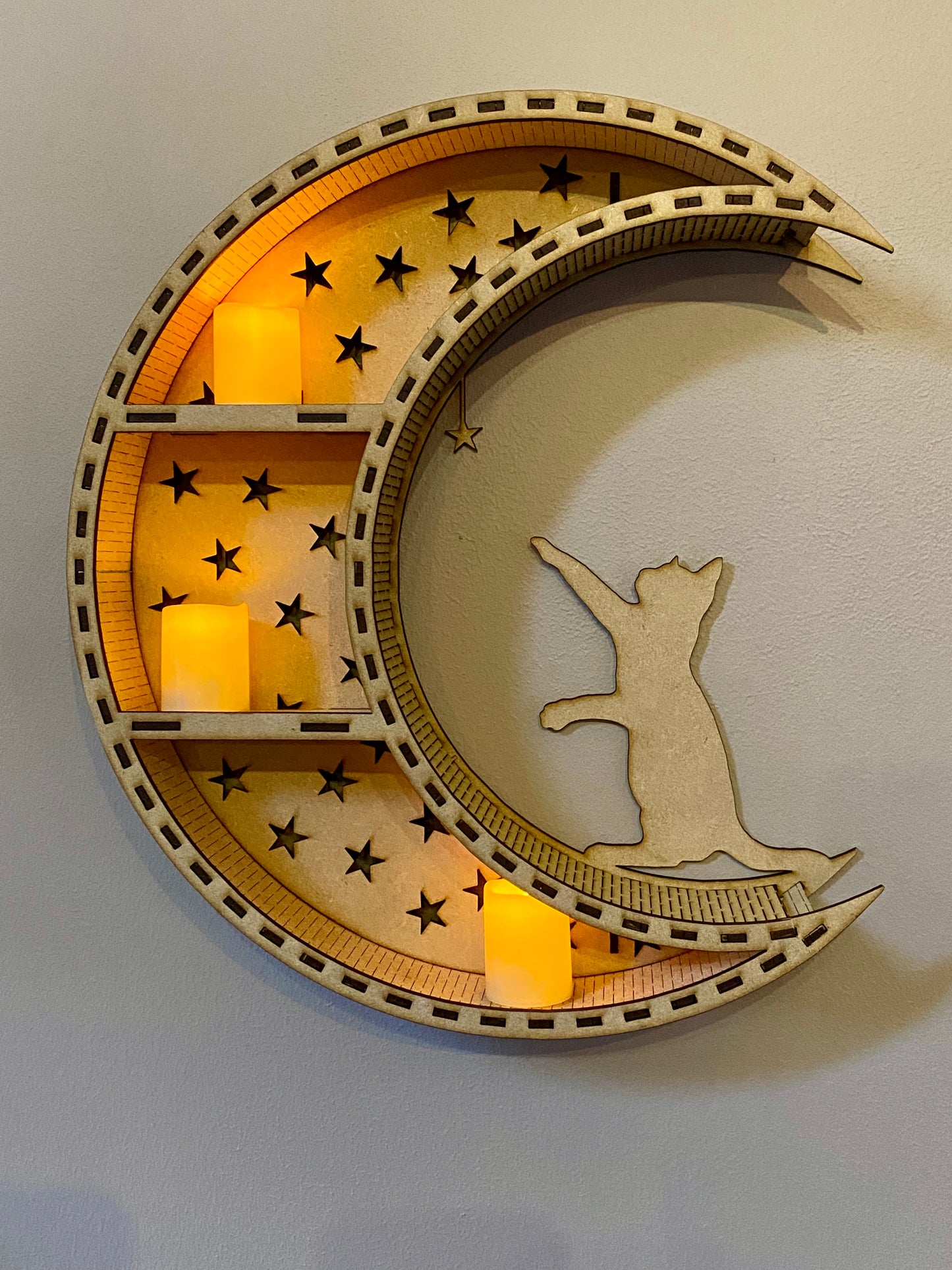 Moon Shelf, Wall Moon Decor, Crystal Shelf, Moon Crystal Shelving, Crescent Moon Shelf, Shelving, Wall Lighting, British Made, Crystal Shelf