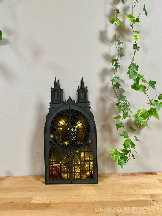 2 Shelf Gothic Black Tower Cabinet