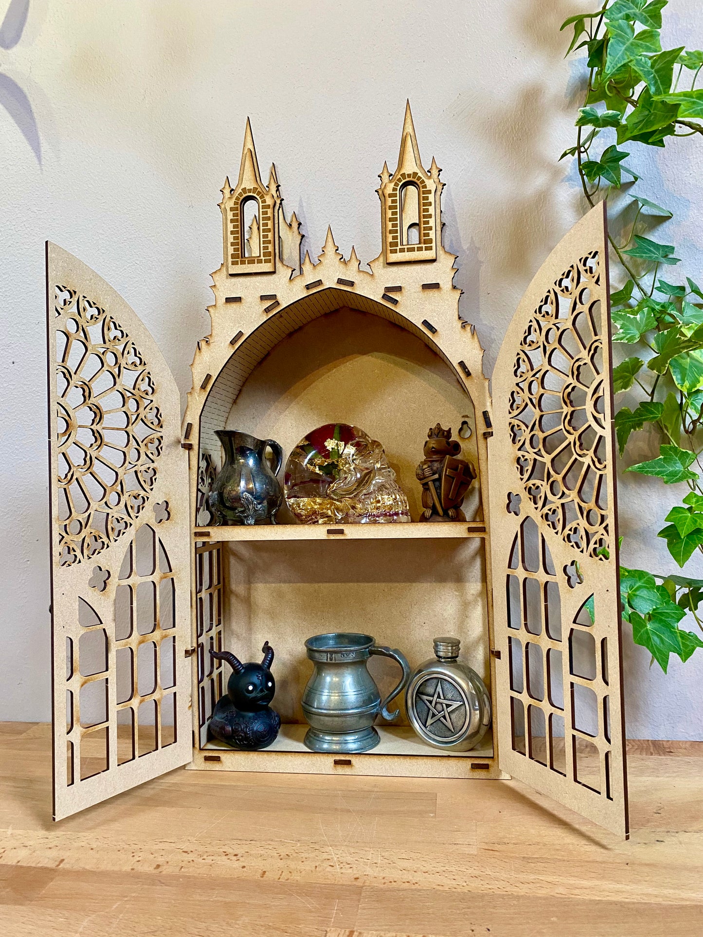 2 Shelf Gothic Display Shelf, Castle Shelf, Gothic Display Cabinet, Gothic Decor, Crystal Display Cabinet, Display Cabinet, Gothic Shelving