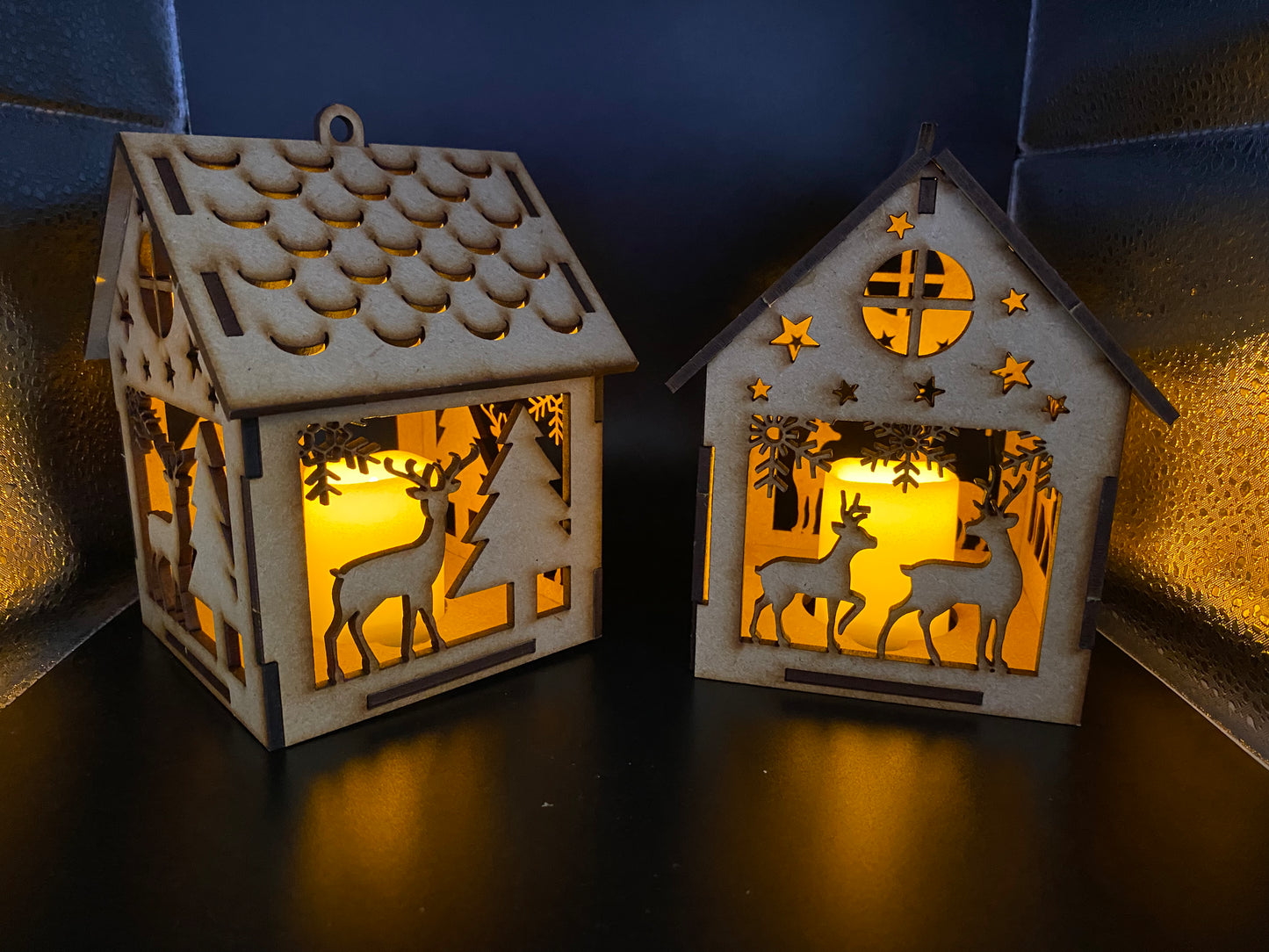 Christmas MDF Craft Kit Night Light or Hanging Decoration with Stag & Tree