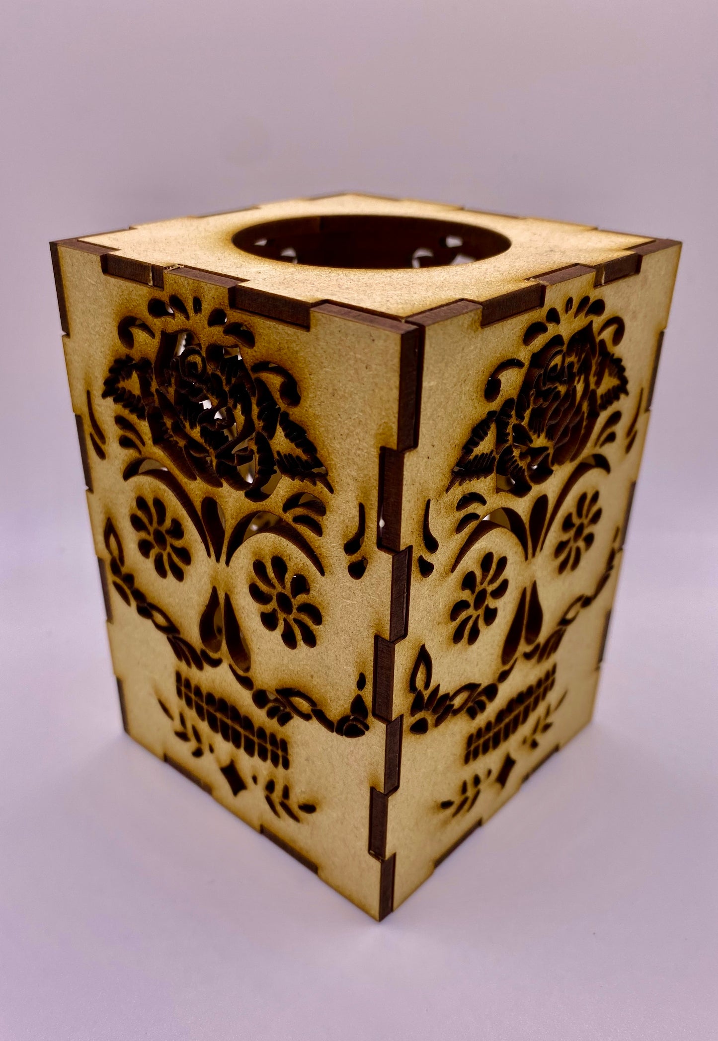 Rose Sugar Skull Small Lantern MDF Craft Kit.