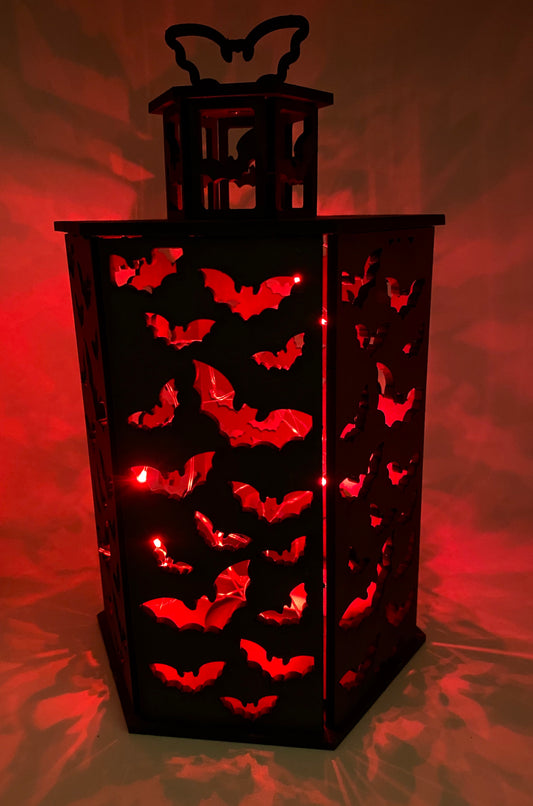 Bat Night Light, Lantern, Halloween, Gothic, Night Light, Bedroom Light, Themed Light, Themed Night Light, Flying Bats, Bat Decor