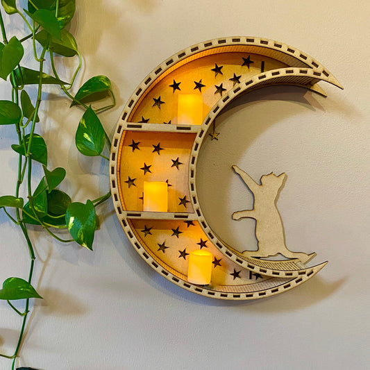 Moon Shelf, Wall Moon Decor, Crystal Shelf, Moon Crystal Shelving, Crescent Moon Shelf, Shelving, Wall Lighting, British Made, Crystal Shelf