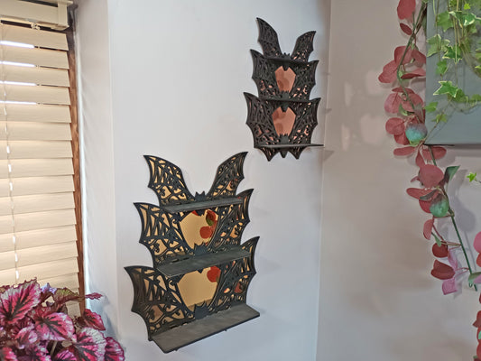Bat Shelf Mirror, Gothic Display Shelf, Gothic Décor, Gothic Storage, Gothic Shelving, Crystal Show Shelf, Crystal Display Shelf