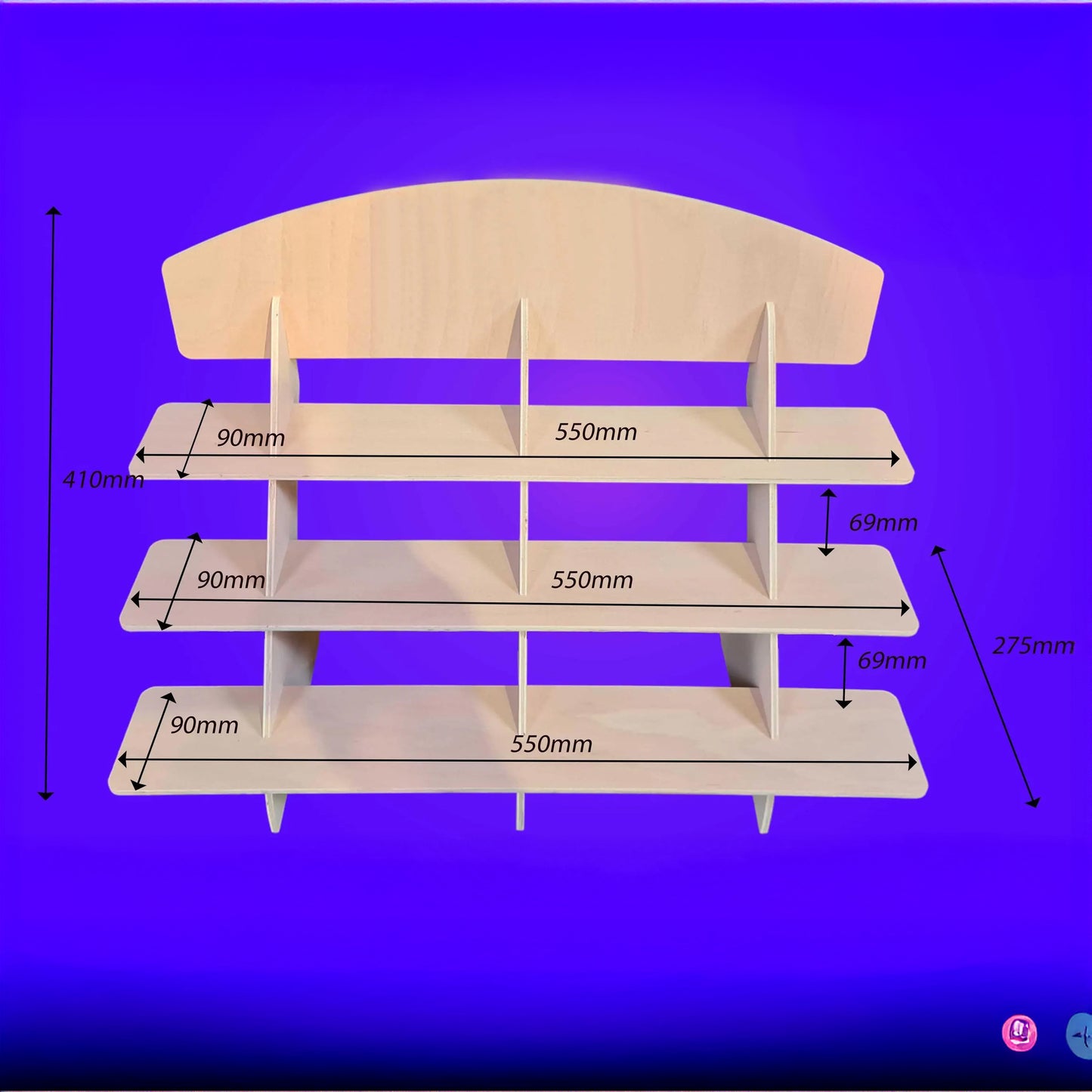 3 Tier Medium Shop Display/Craft Stand 6mm Ply