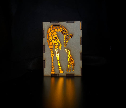 Giraffe & Baby Lantern MDF  - Small
