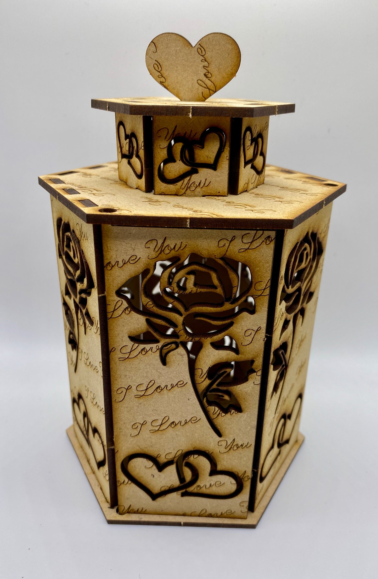 Hearts and Roses Lantern MDF Craft Kit - Large