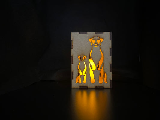 Meercat & Baby Lantern MDF - Small