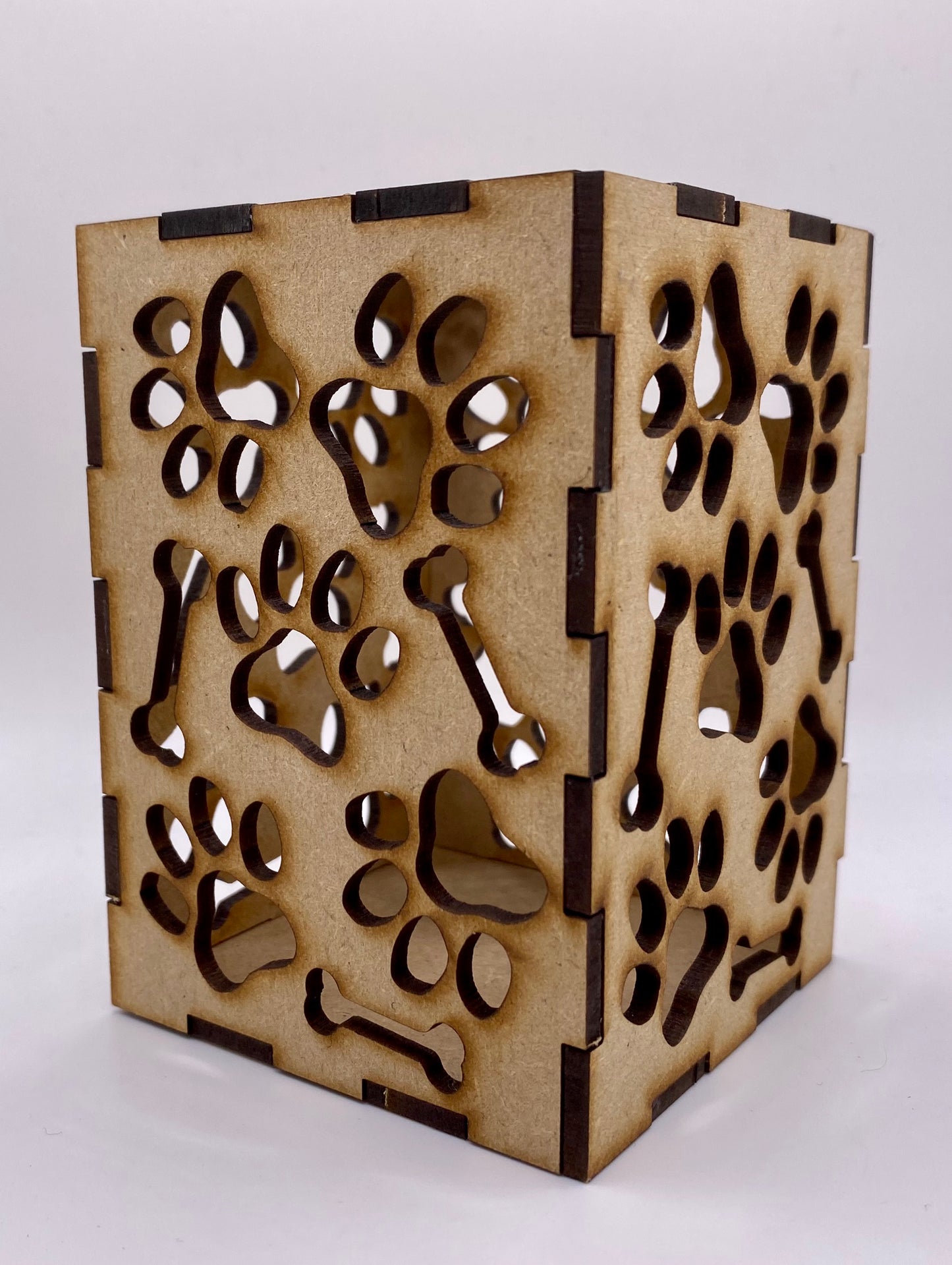 Dog Paw Print with Little Bones Lantern MDF Craft Kit - Small