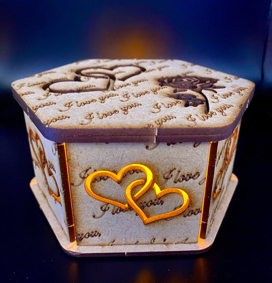 Heart And Rose Trinket Storage Box MDF Craft Kit