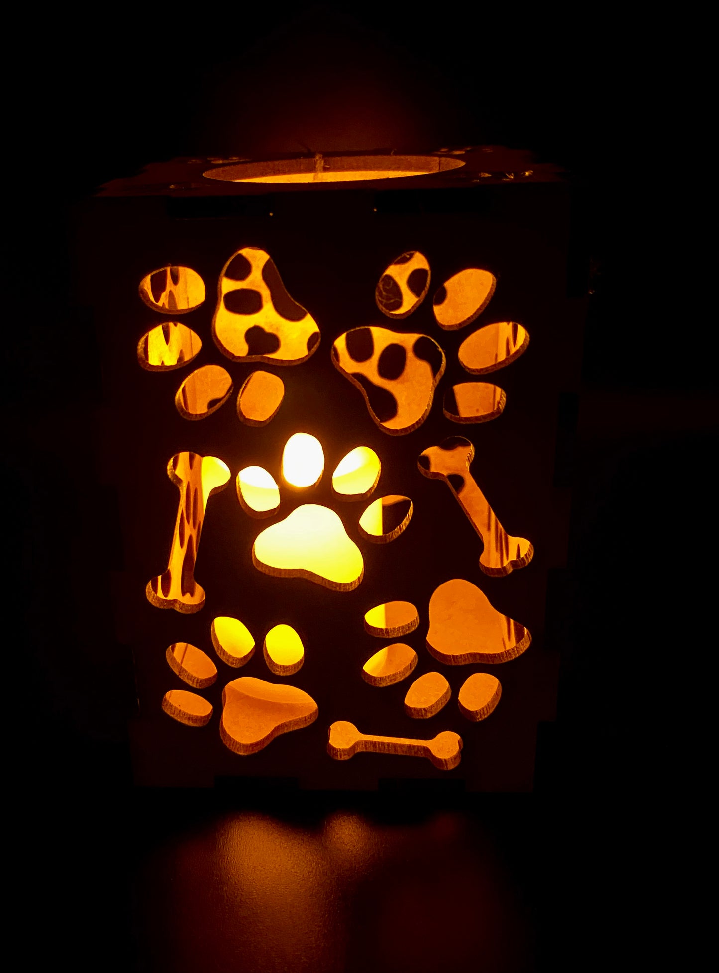 Dog Paw Print with Little Bones Lantern MDF Craft Kit - Small