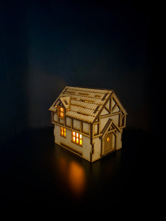 Tudor House 1.5 Storey with Dormer MDF Craft kit .