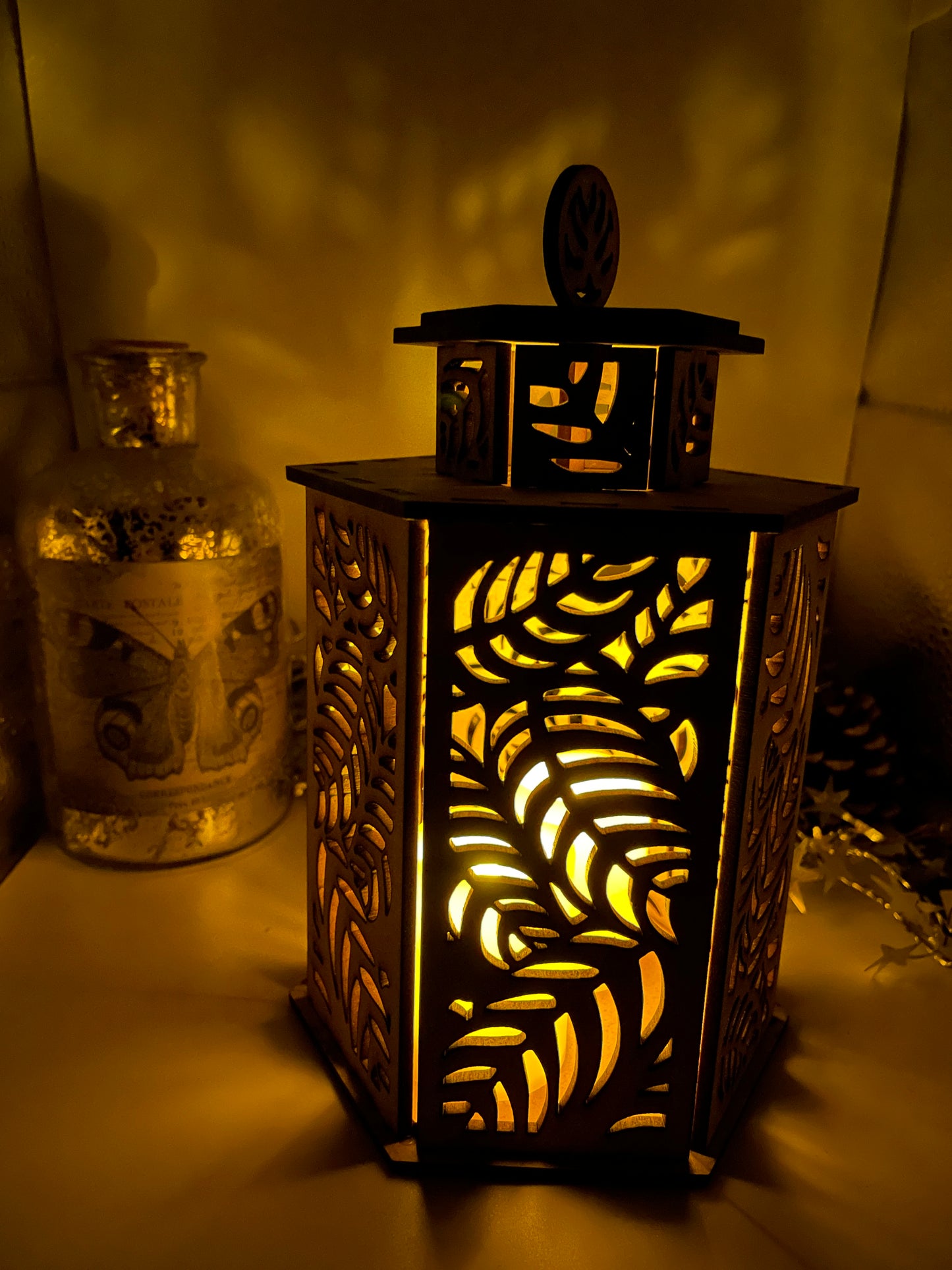 Leaves Pattern Lantern MDF Craft Kit - Large