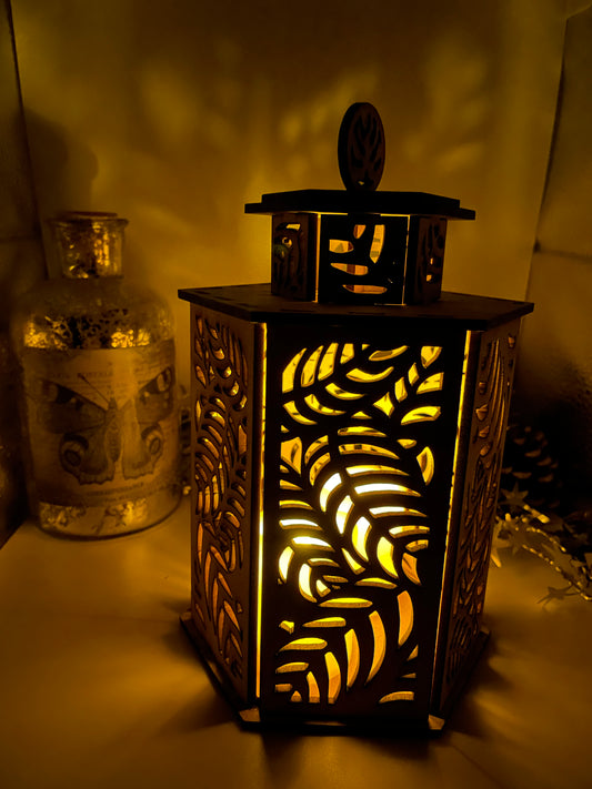 Leaves Pattern Lantern MDF Craft Kit - Large