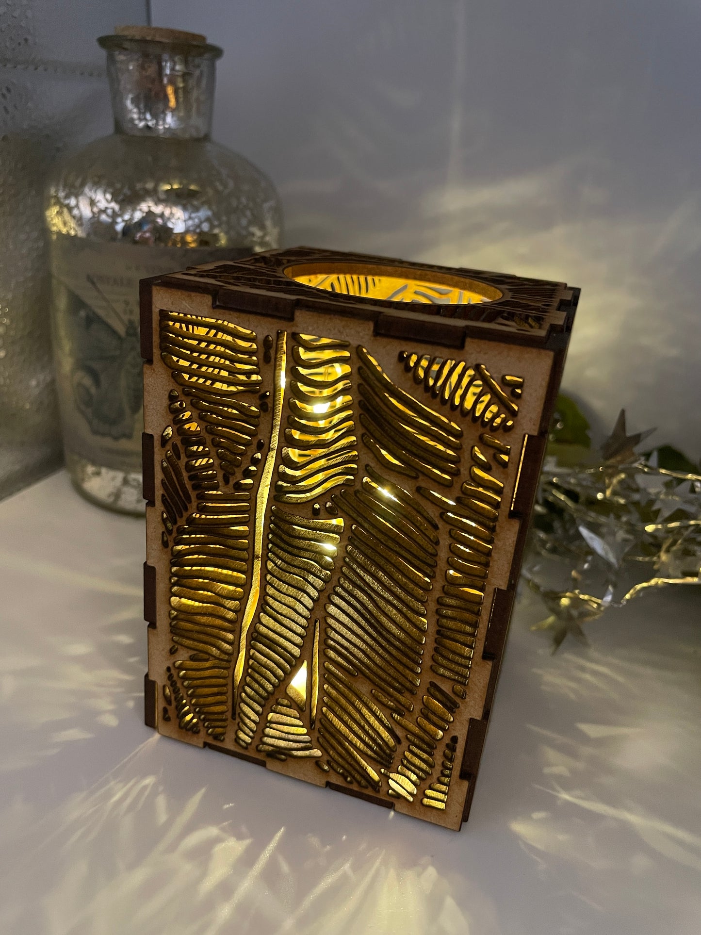 Leaves Pattern Lantern MDF Craft Kit - Small