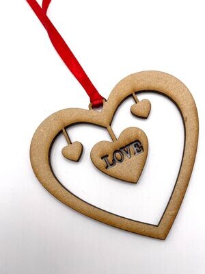 Valentine Heart Hanging Ornament/Decoration - Hanging Hearts - Unique Keepsake Gift