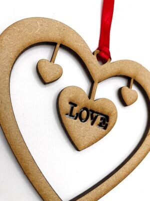 Valentine Heart Hanging Ornament/Decoration - Hanging Hearts - Unique Keepsake Gift