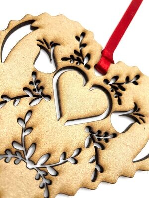 Valentine Heart Hanging Ornament/Decoration - Folksy Heart - Unique Keepsake Gift