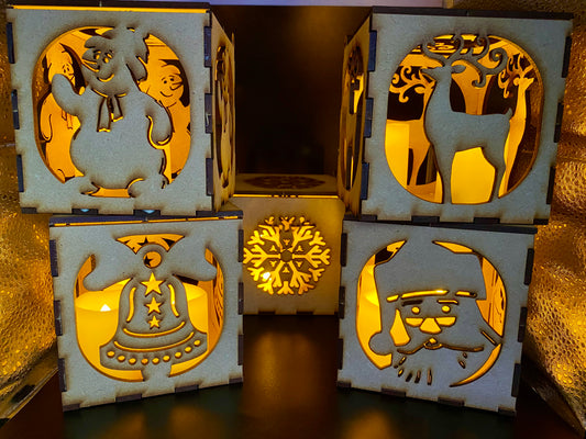 Set of 5 Christmas Night Light/Shadow boxes complete with led lights.