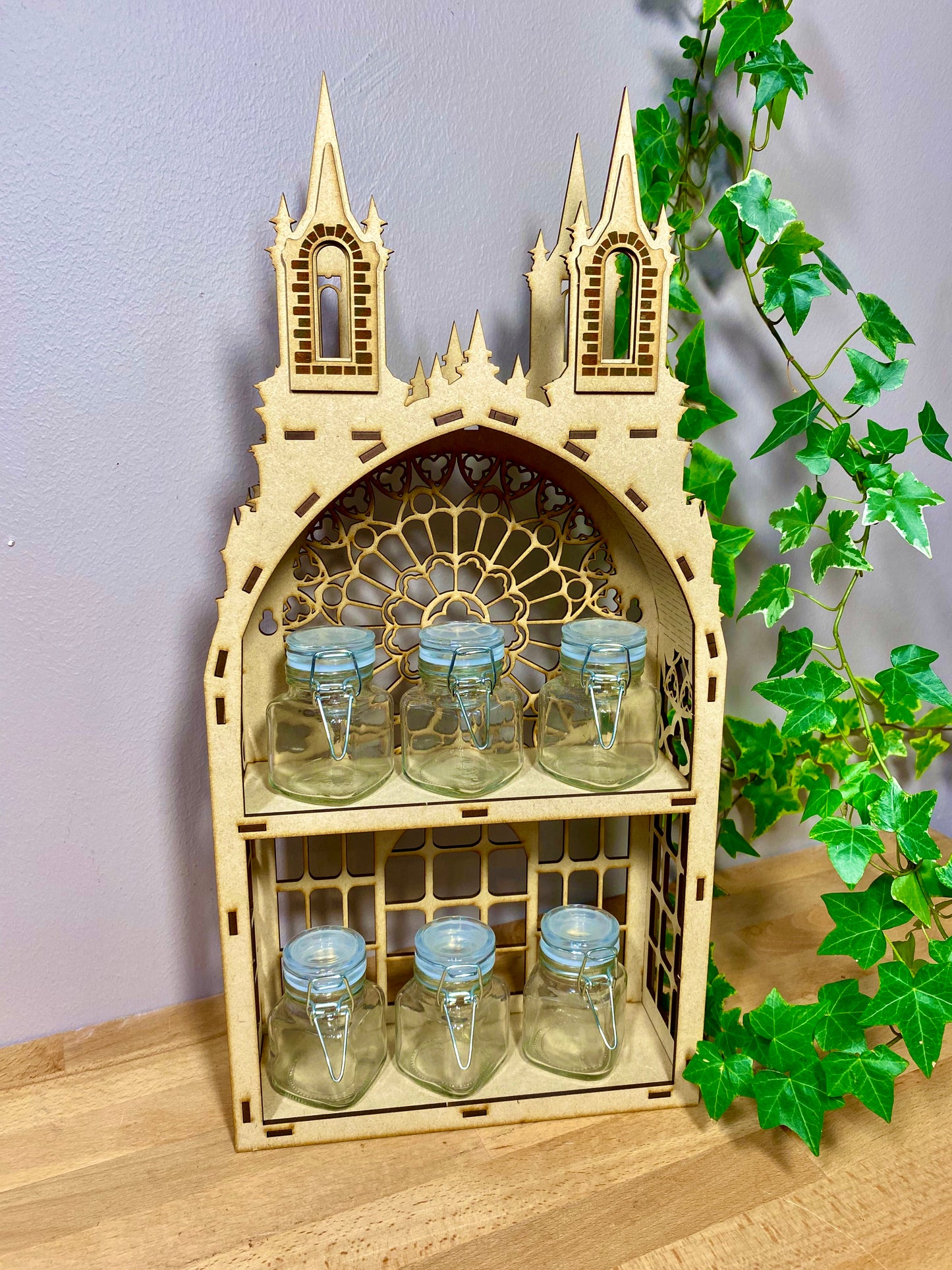 Gothic Two shelf Tower dispaly kitchen storage spice rack