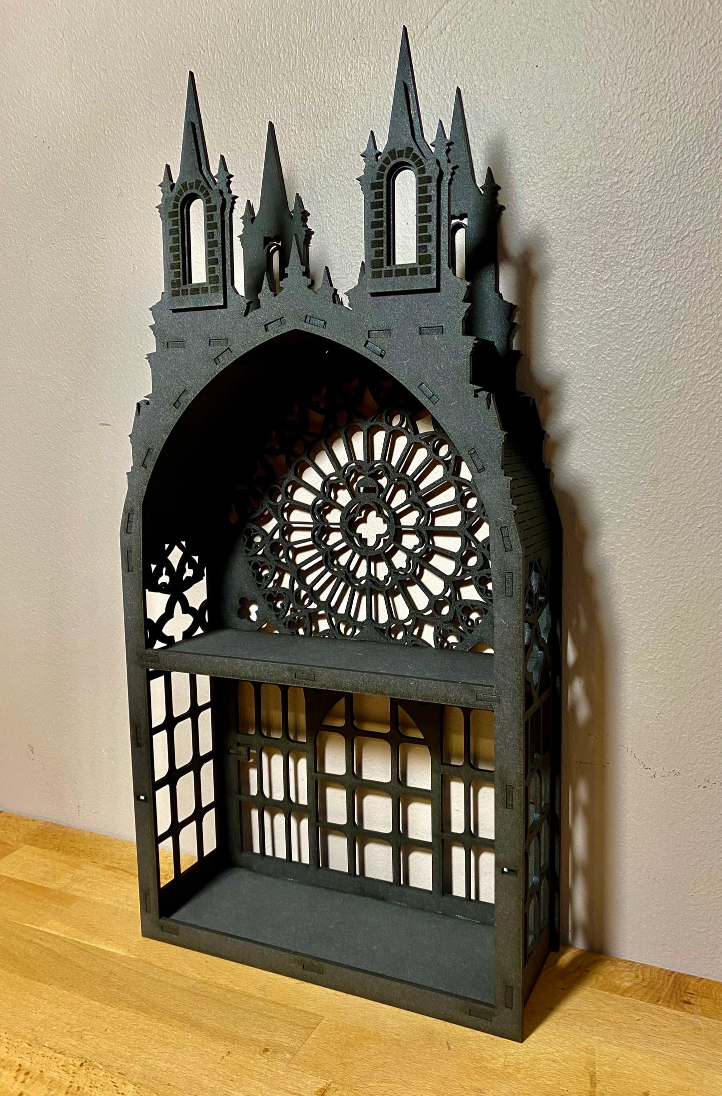 Black Gothic Two shelf Tower dispaly kitchen storage spice rack