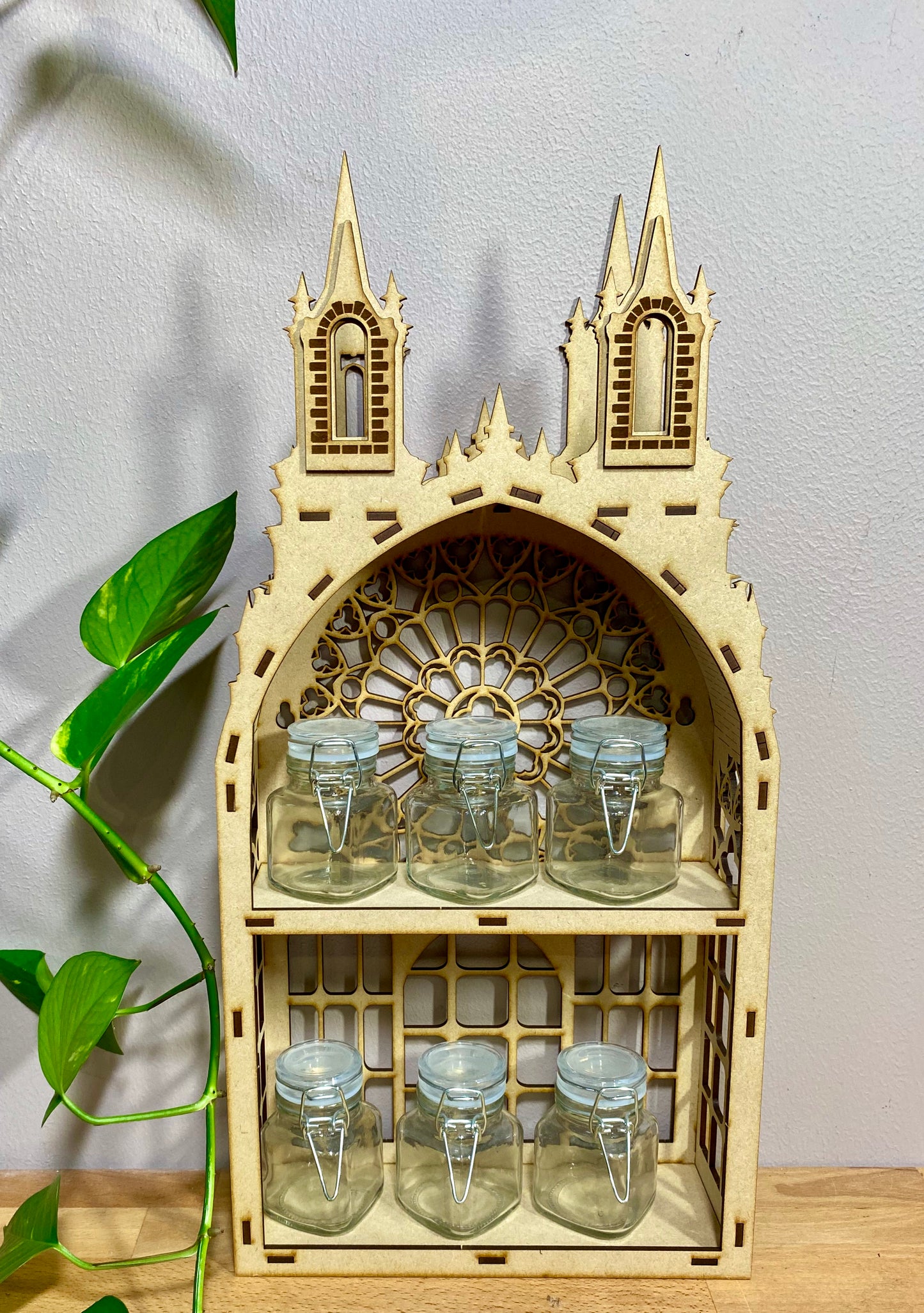 Gothic Two shelf Tower dispaly kitchen storage spice rack