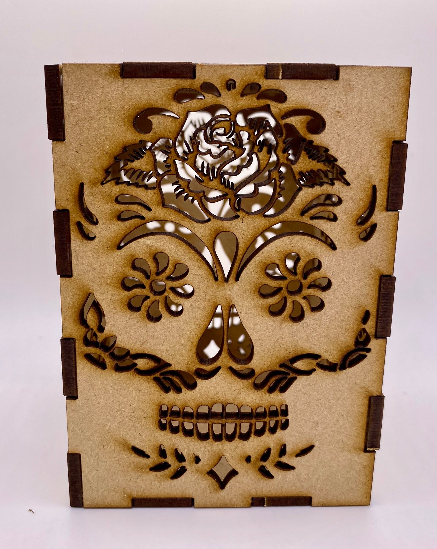 Rose Sugar Skull Small Lantern MDF Craft kit.