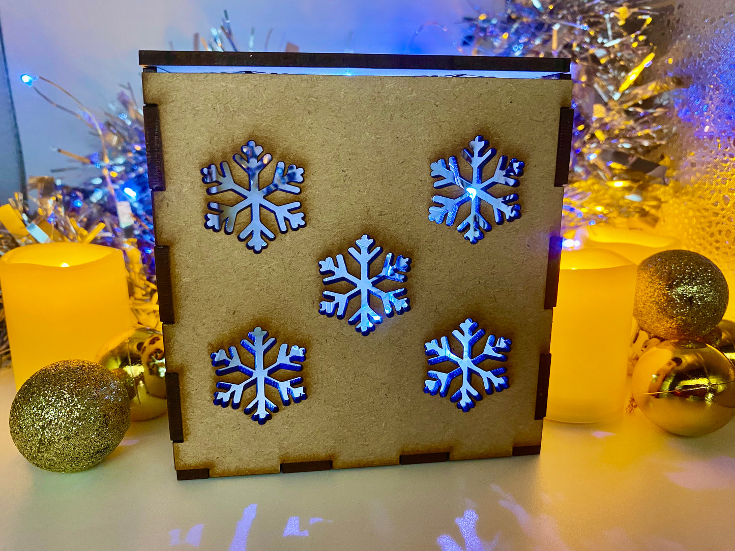 5 Snowflakes MDF Night Light Craft Kit