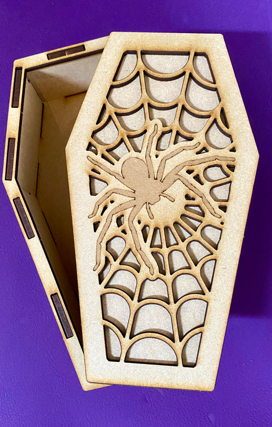 Cobweb Coffin Trinket Storage Box MDF Craft Kit