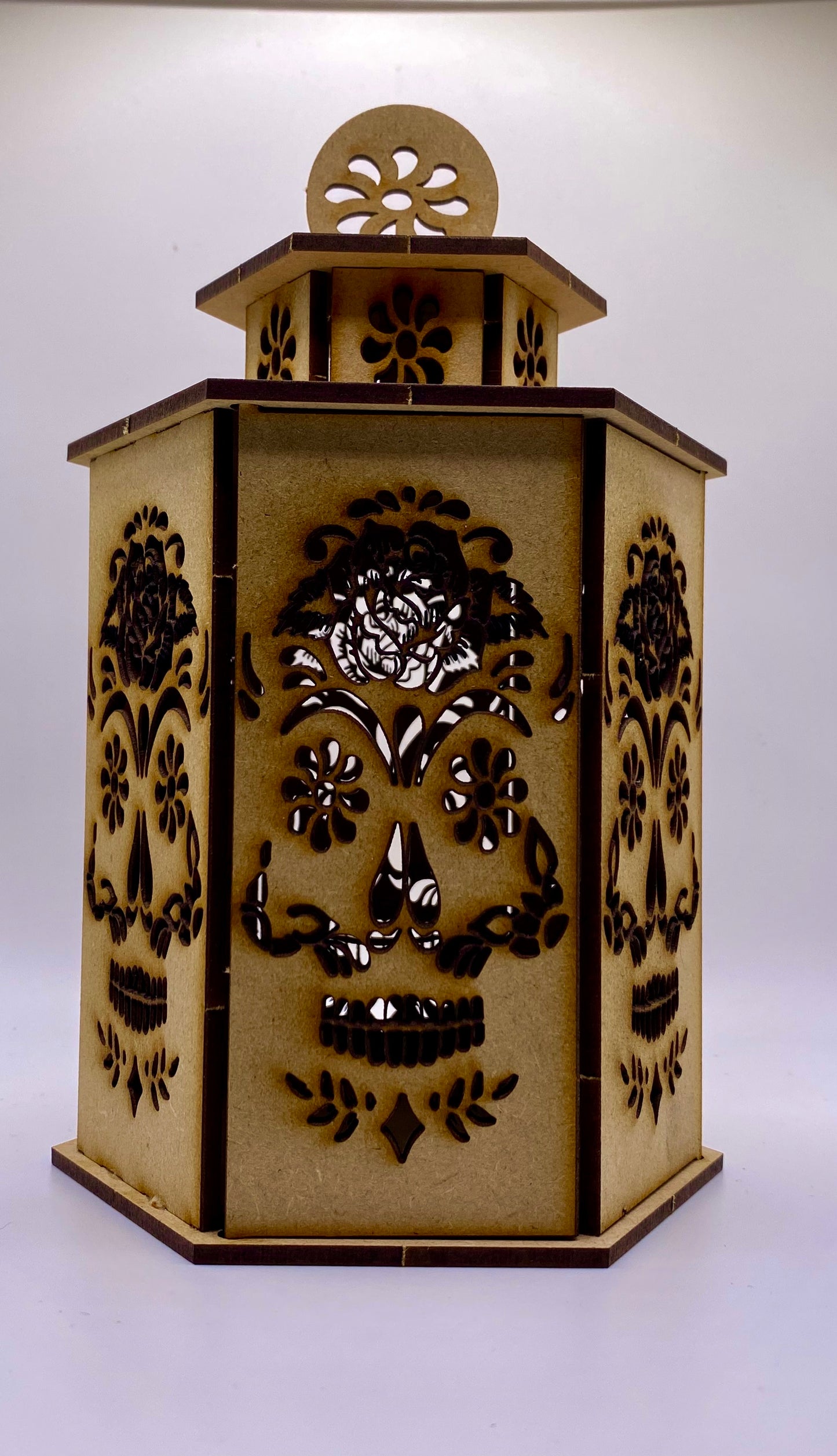 Rose Sugar Skull Large Lantern MDF Craft Kit