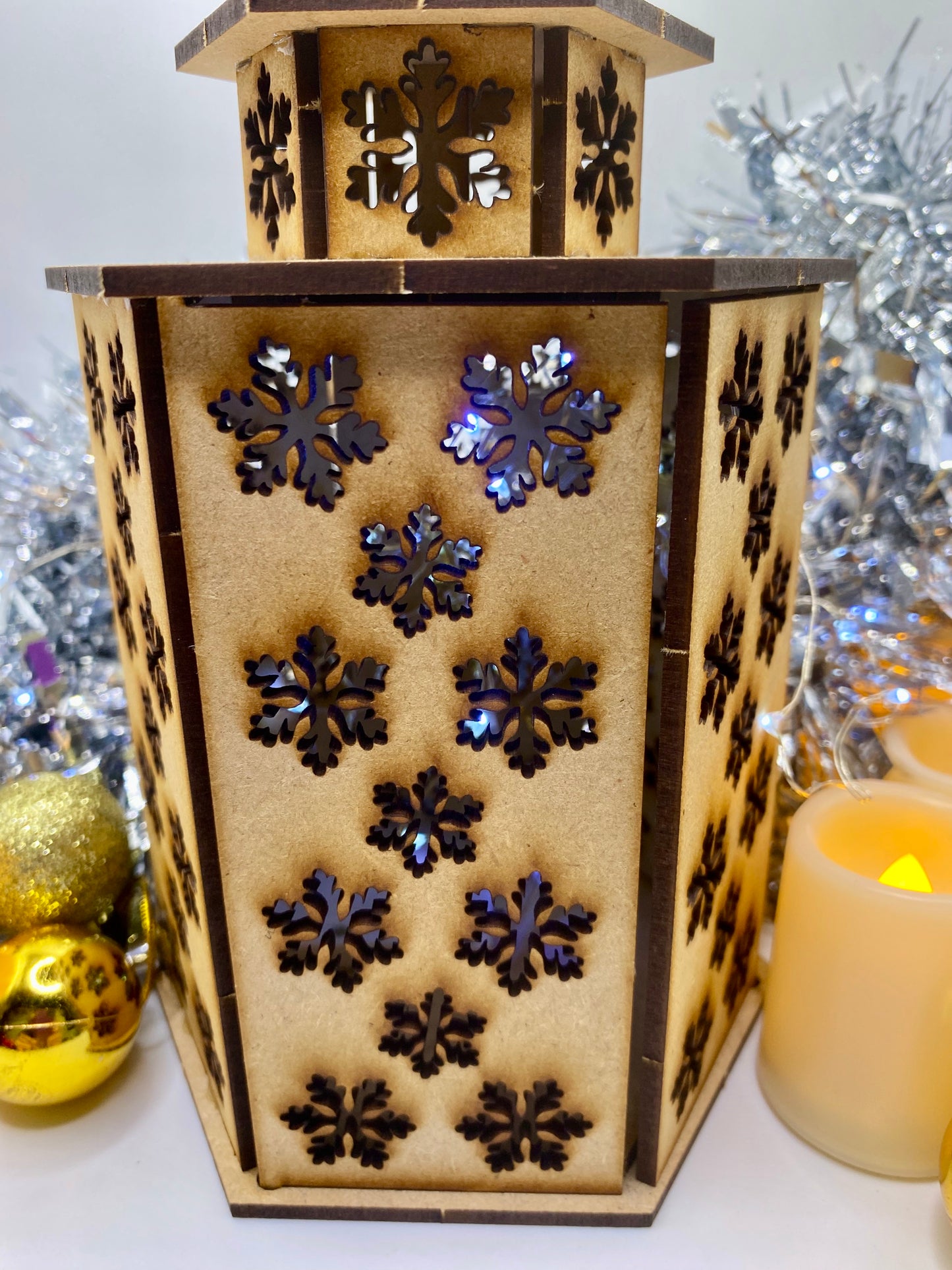 Snowflakes Lantern MDF Craft Kit - Large