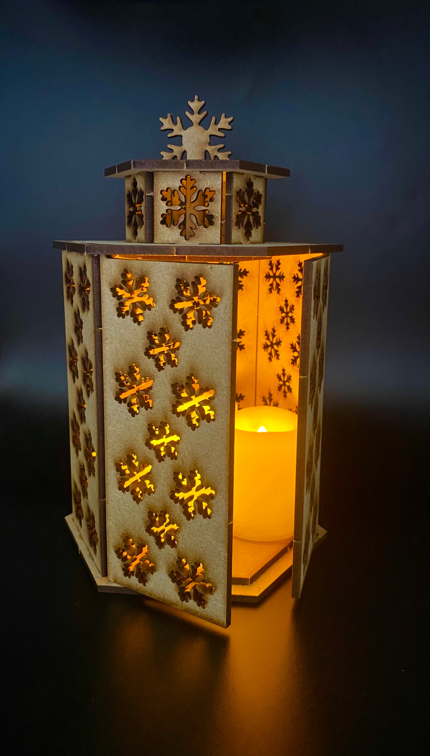 Snowflakes Lantern MDF Craft Kit - Large