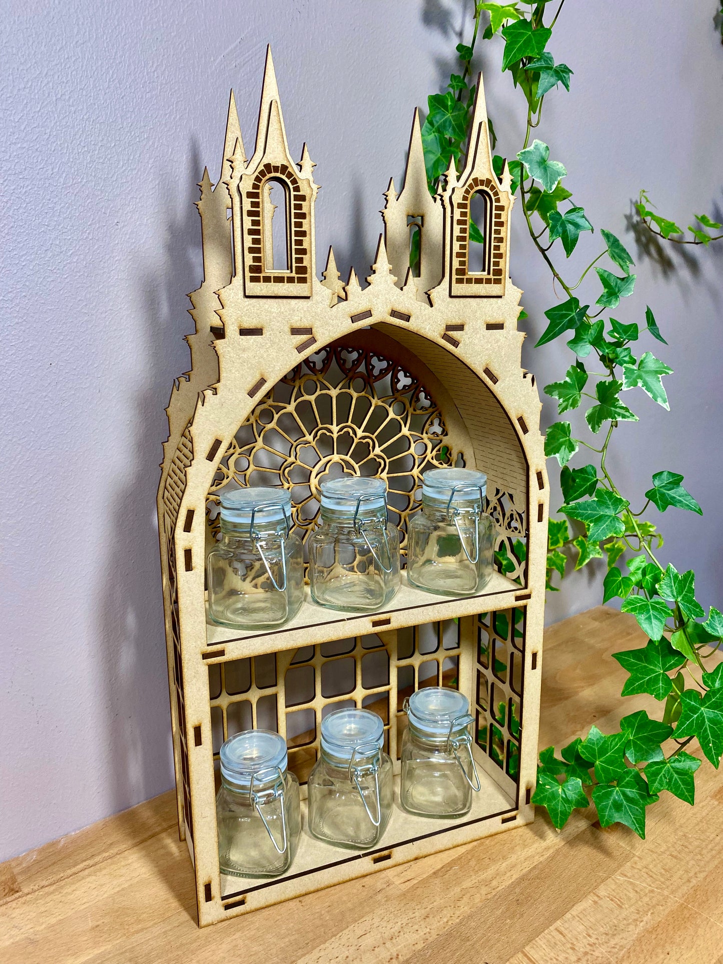 Gothic Two shelf Tower dispaly kitchen storage spice rack