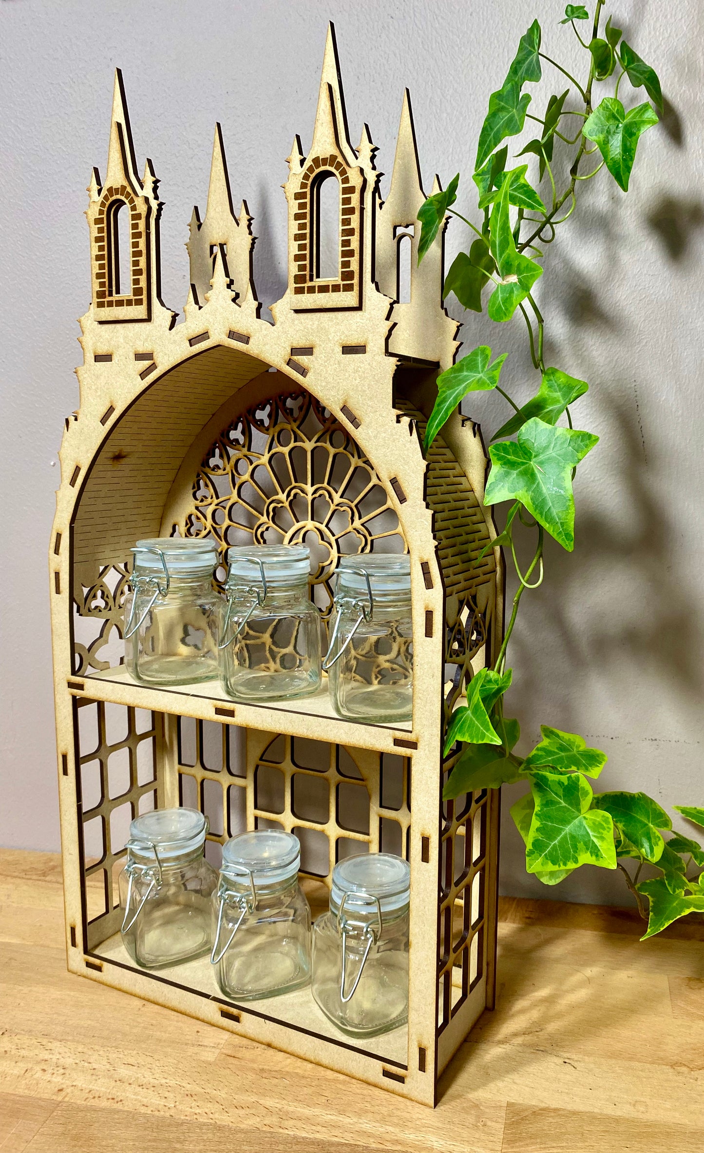 Gothic Two shelf Tower dispaly kitchen storage spice rack