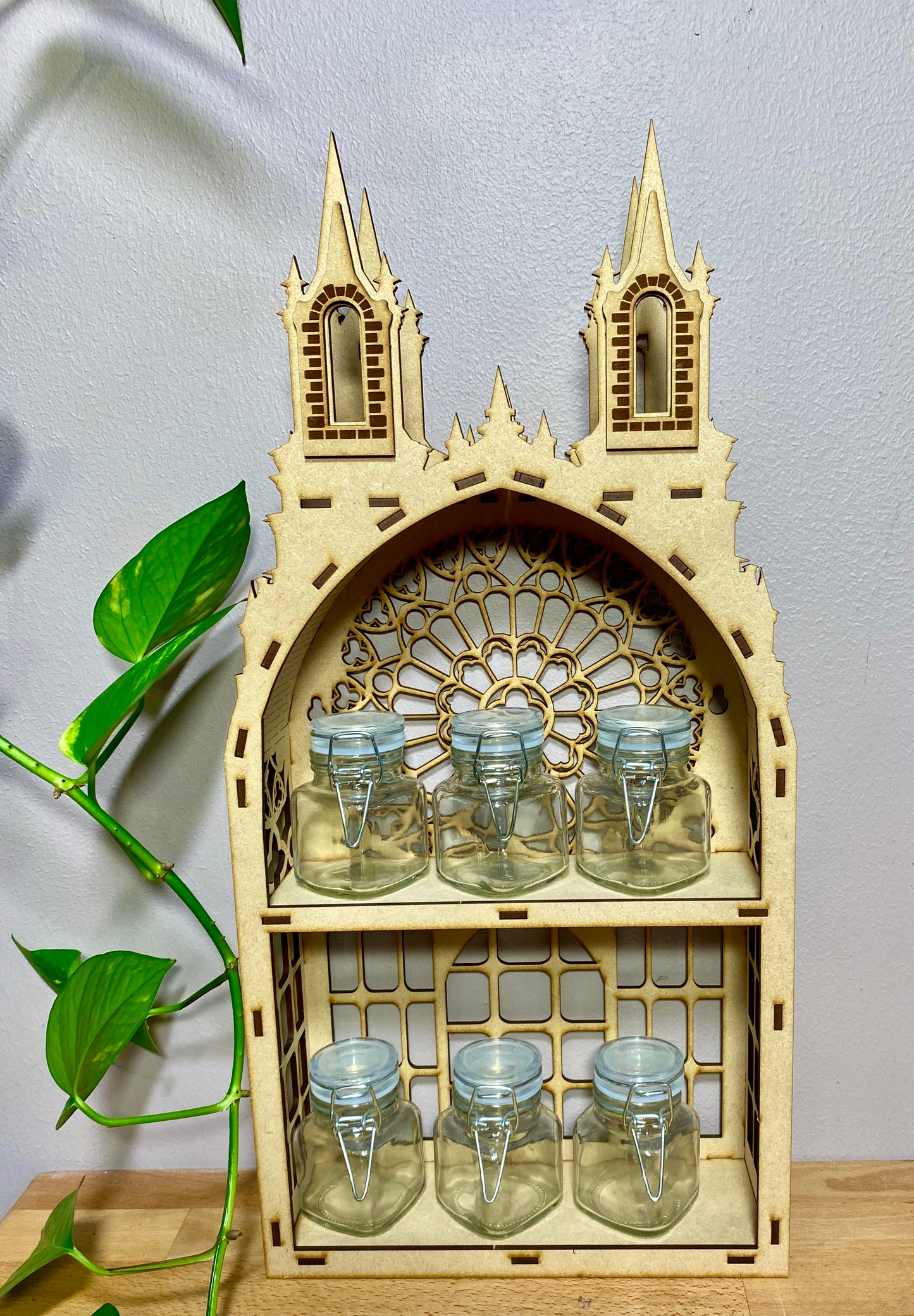 Gothic Two shelf Tower dispaly kitchen storage spice rack