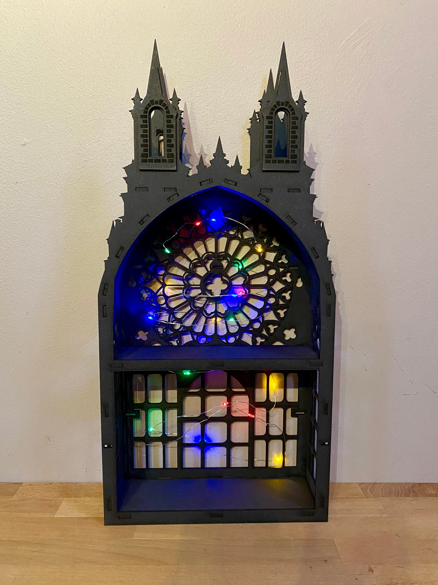 Black Gothic Two shelf Tower dispaly kitchen storage spice rack