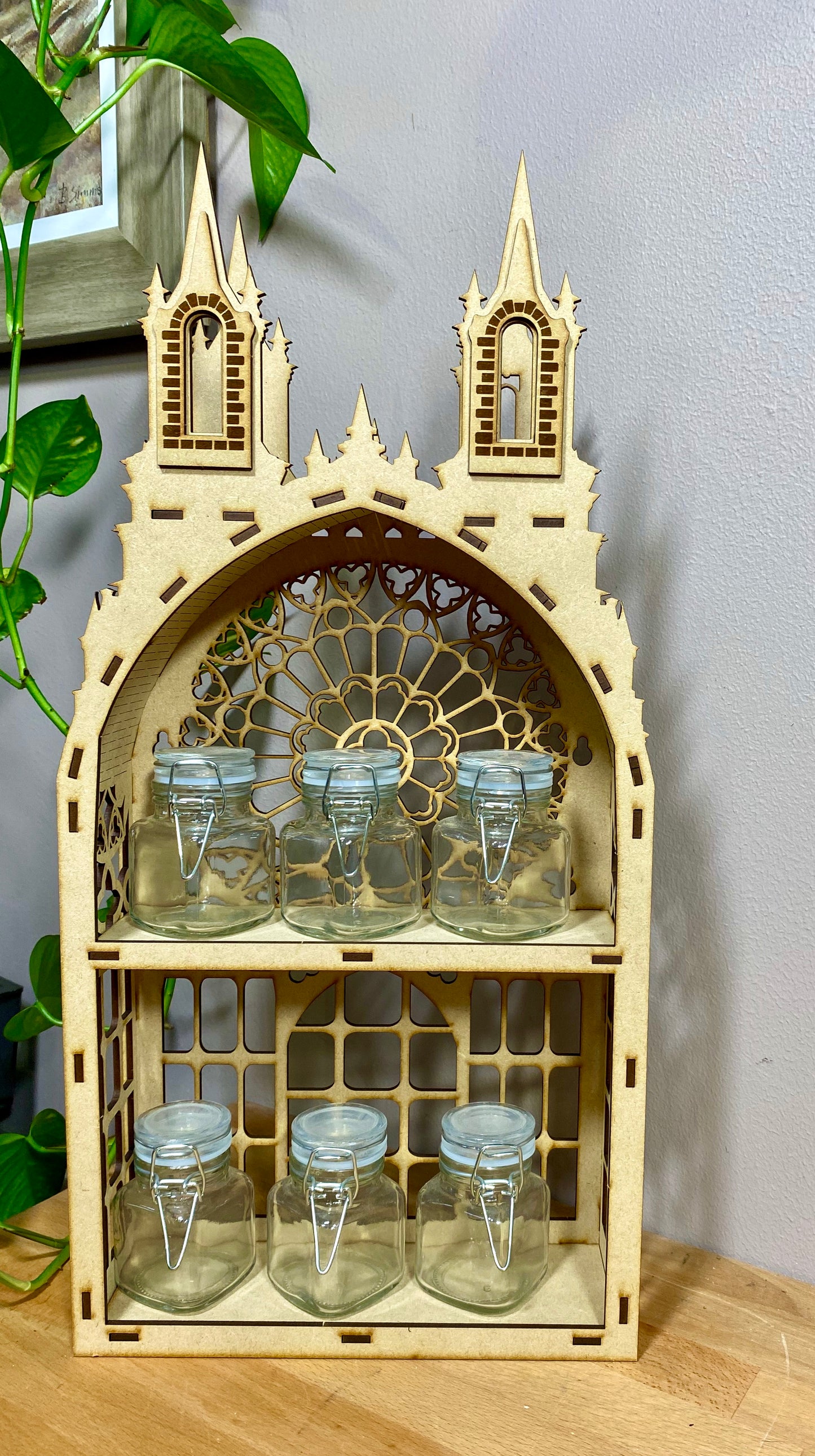 Gothic Two shelf Tower dispaly kitchen storage spice rack